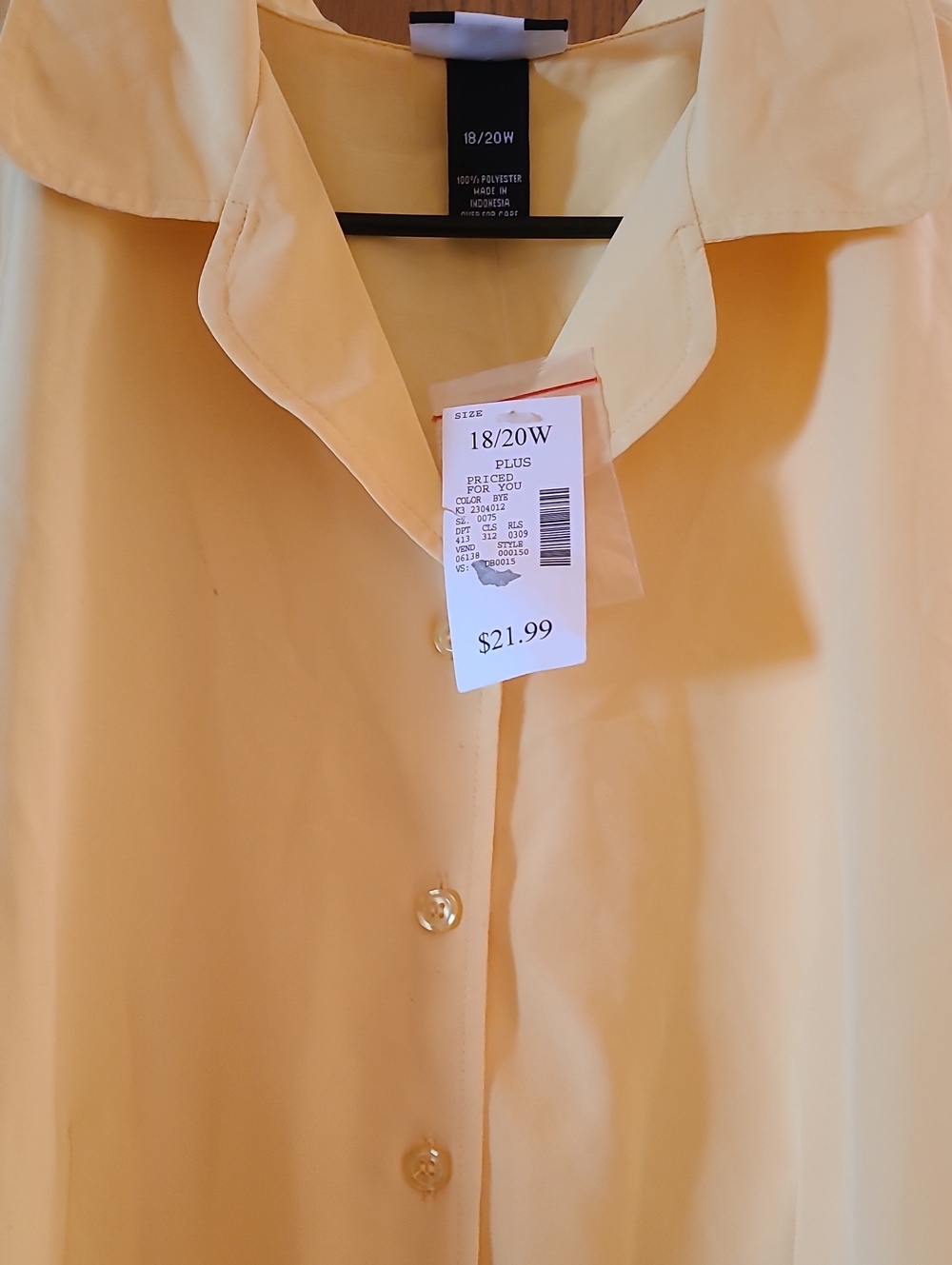 Studio 1940 Yellow Button-Down Plus Blouse